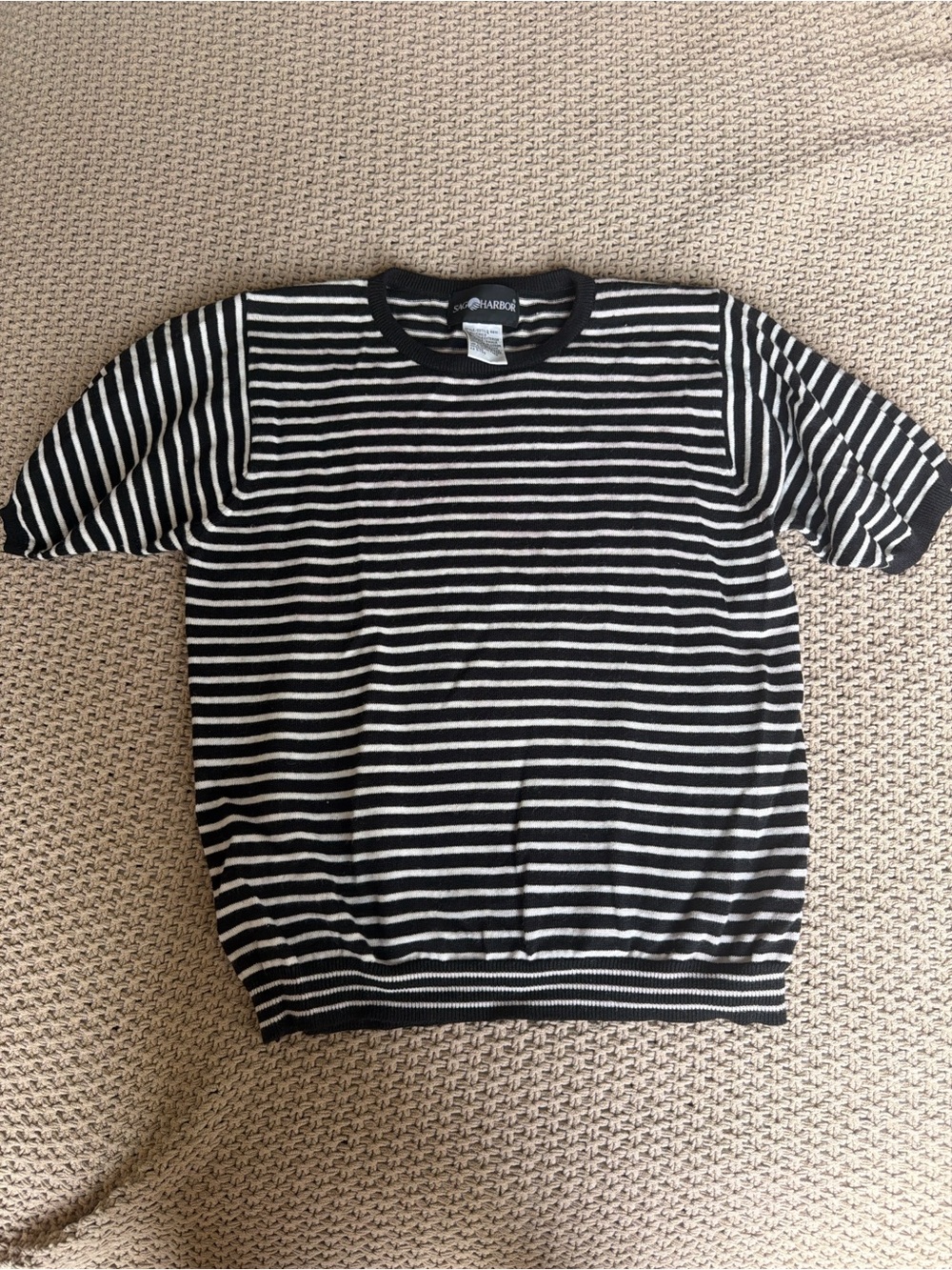 Vintage 90s Sag Harbor Black & White Striped Tee